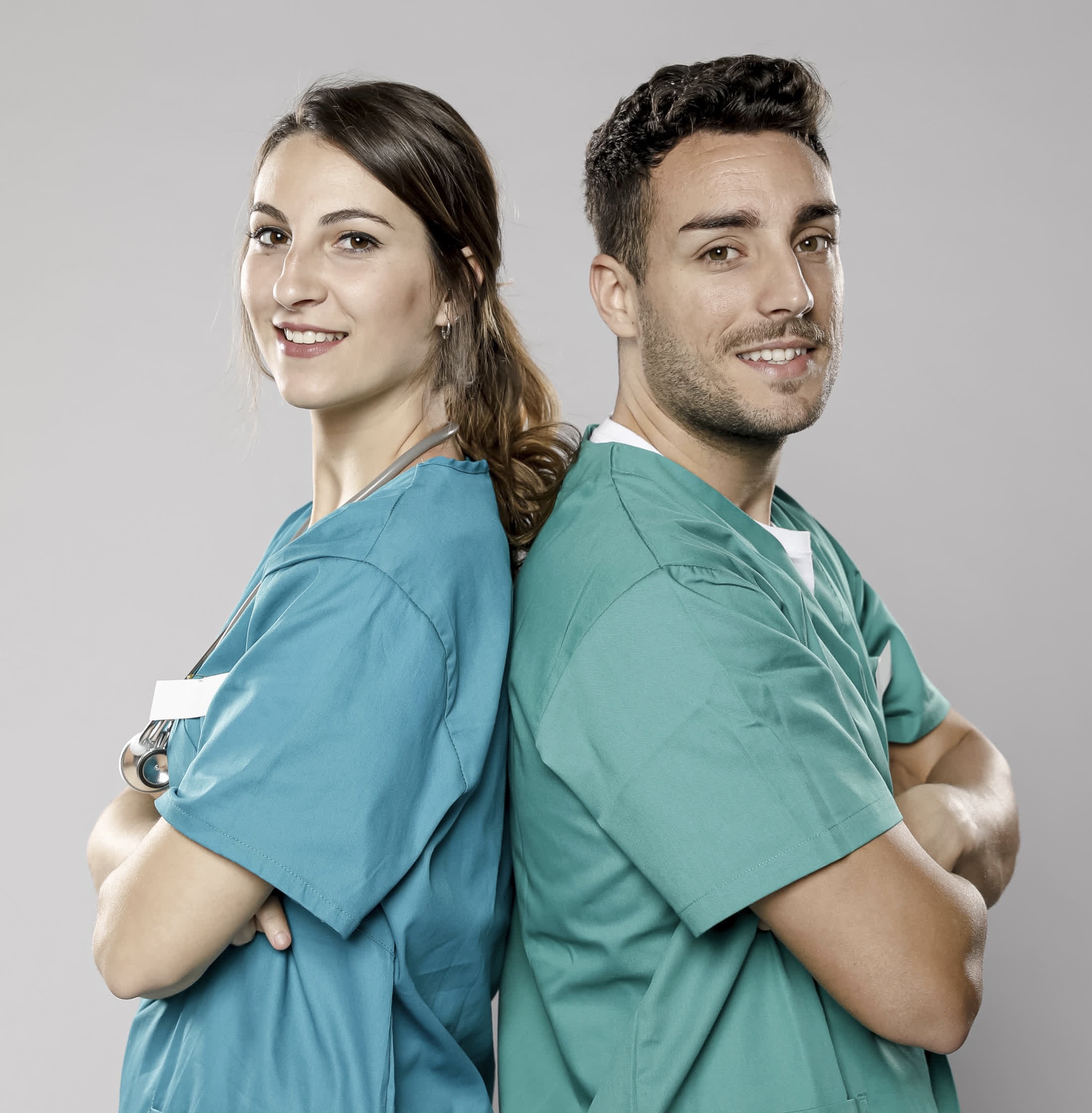 side view-of-smiley-doctors-posing