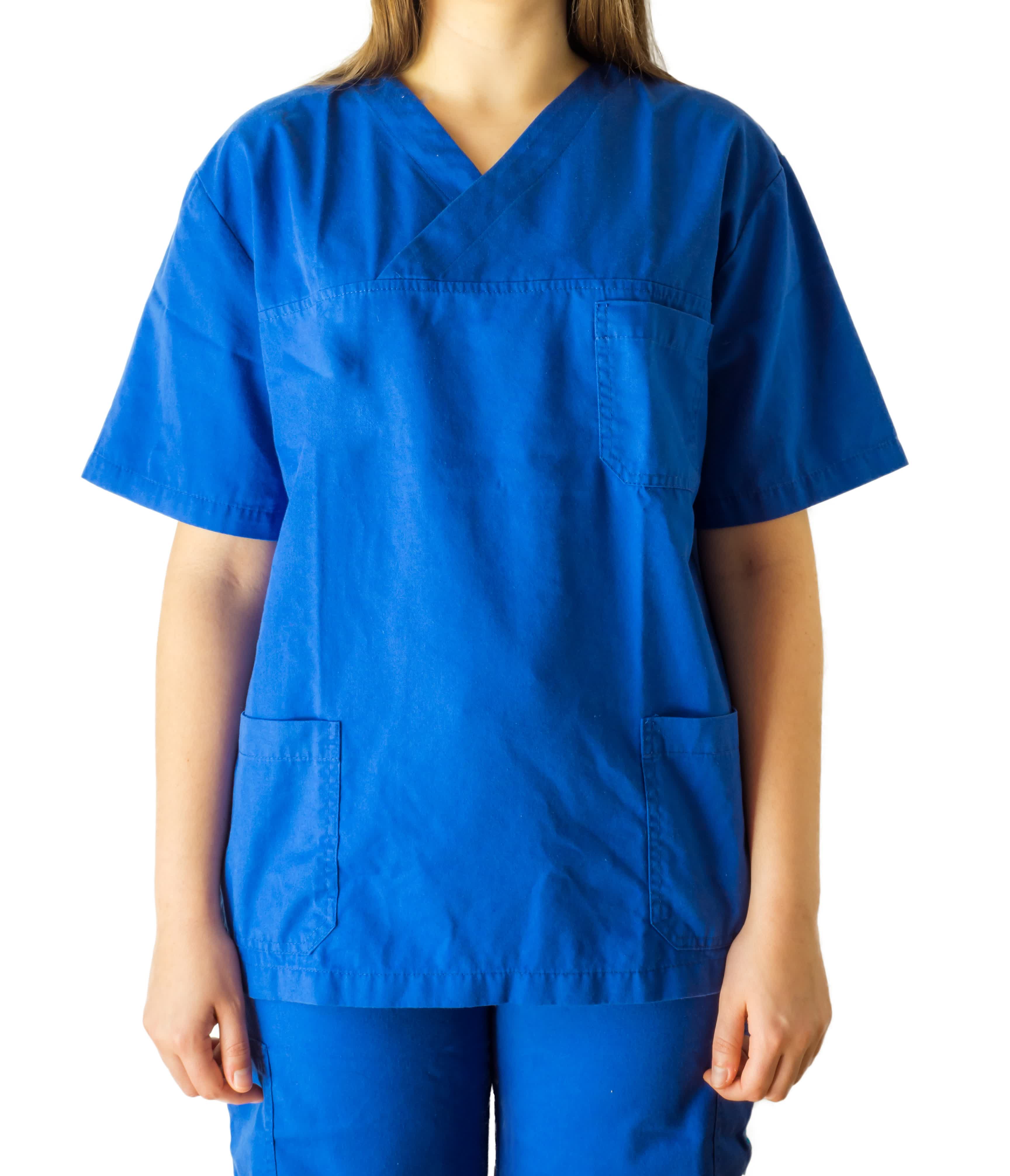 successful young-female-in-a-blue-medical-uniform-isolated